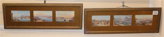 Italian School, watercolour, Venetian backwater, 34 x 20cm, a small watercolour of Amalfi and two framed